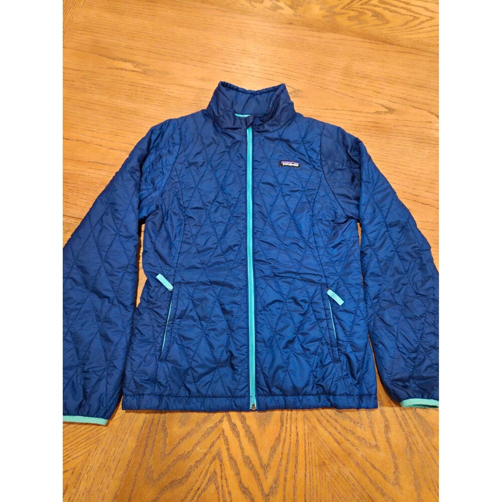 Patagonia Nano Puff Jacket Girls XL 14 Navy Blue Teal Quilted Insulated Outdoor